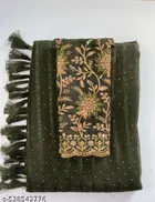 Georgette Embroidered Saree for Women, Black 