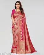 Banarasi Silk Printed Saree for Women, Pink 