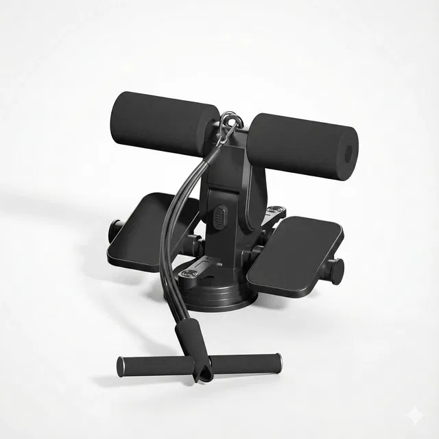Adjustable Suction Sit-Up Bar with Foam Rollers ,(Black)