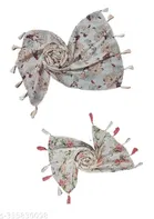 Printed Chiffon Scarves with Tassels for Women, Multicolor, Pack of 2