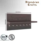 Wooden Double Layer Wall Shelves For Home, Brown