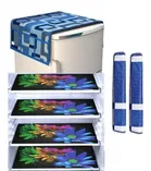 Knit Printed Fridge 4 Pcs Mat with 2 Pcs Handle & Top Cover 