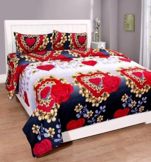 Double Bedsheet with 2 Pillow Cover, Multicolor