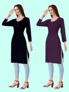 Crepe Solid Kurtis for Women 
