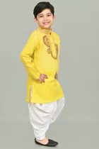 Cotton Embroidered Kurta with Patiyala Set for Boys 