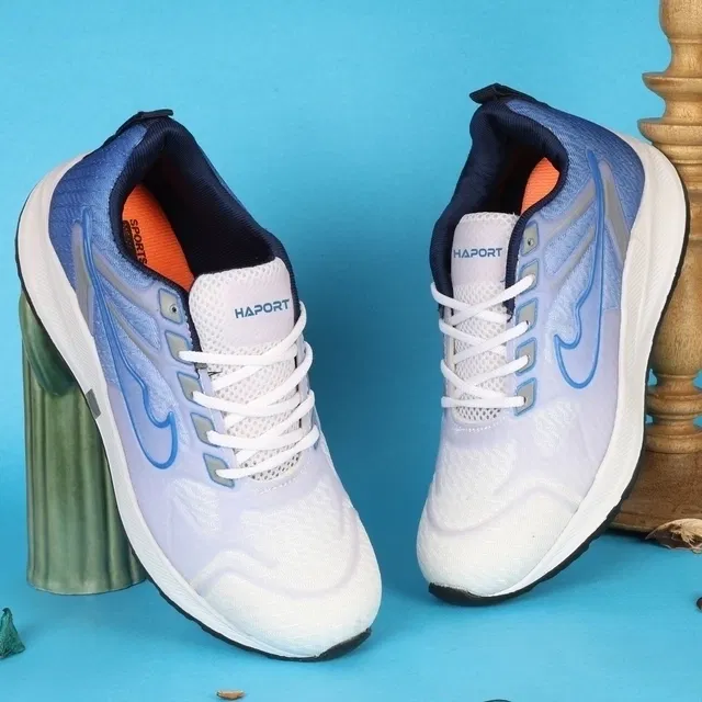 We Shine Sports Shoes for Men (White & Blue, 8)