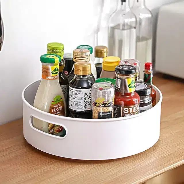 Revolving Kitchen Organizer Tray (Cream)