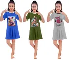 Graphic Print Shift Dress for Girls, Pack of 3 