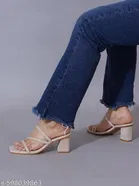 Shoetopia Cream Solid Heel Sandals 