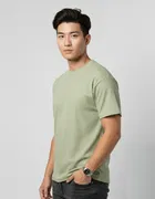 Polyester Round Neck T-shirt for Men, Green 