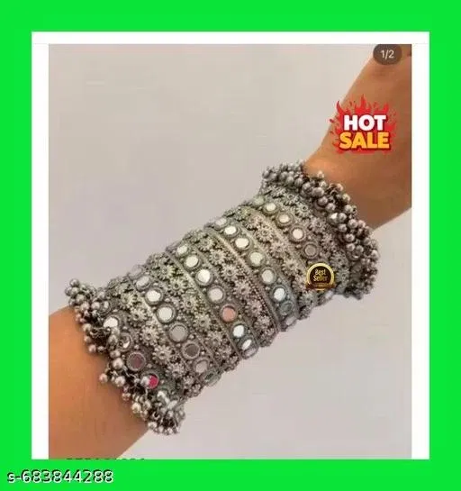 Samridhi Mirror Bangle Long Size Oxidised Bangle