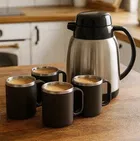 Basik Stainless Steel Lunar Kettle Jug With 4 Cups 