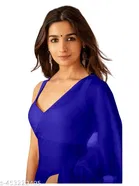 Plain Pure Georgette Alia Bhatt Saree for Women 