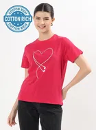 Round Neck Printed T-Shirt for Women 