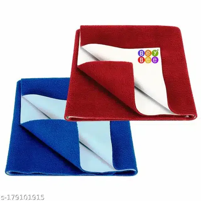 Cotton Mattress Protection Sheet (Maroon & Blue, 28x20 inches) (Pack of 2)