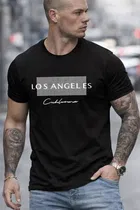 Chest Print Polyester T-Shirt for Men ,Black 
