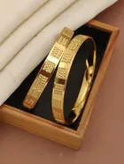 Alloy Gold Plated Bangles for Women (Gold, 2.8) (Pack of 2)