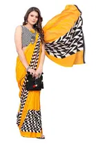 Women Georgette Printed Saree With Unstitched Blouse 