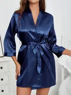 Satin Solid Nightdress for Women 