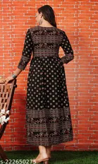 Rayon Printed Anarkali Kurti for Women 