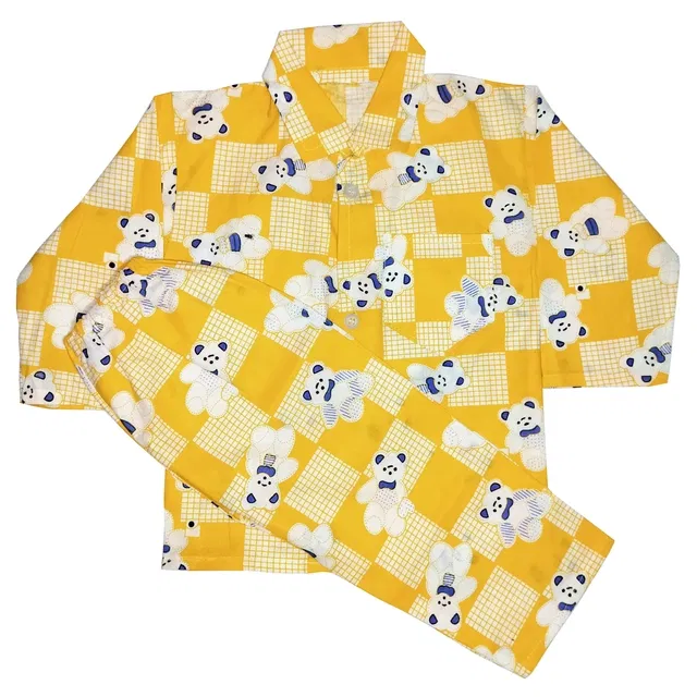 Cotton Printed Nightsuit Set for Kids (Yellow, 4-5 Years)