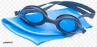 Silicone Swimming Cap with Goggles (Blue, Set of 2)