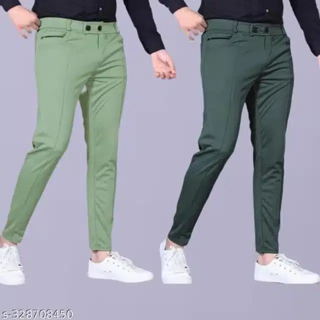 Lycra Track Pants for Men (Green, 30) (Pack of 2)