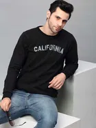 Printed Round Neck Fleece Sweatshirt for Men 