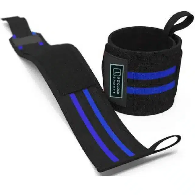 Wrist Support Band (Black & Blue, Free Size) (Set of 1)