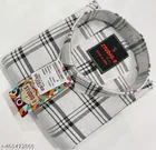 Cotton Blend Checked Shirt for Men, White 