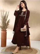 Solid Flared Kurta Set for Women 