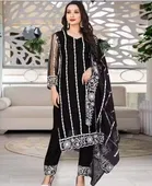 Net Solid Kurta Set with Dupatta for Women 
