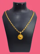 Alloy Gold Plated Pendant with Chain for Men & Women (Gold)