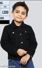 Cotton Blend Solid Jacket for Boys (Black, 5-6 Years)