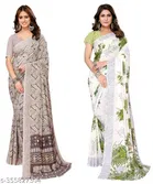 Designer Printed Georgette Saree for Women, Pack of 2 