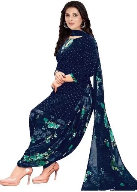 Yashika Unstitched Crepe Salwar Suit Material (Blue) (Y-268)