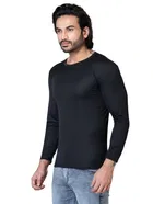 Cotton Blend Round Neck T-shirt for Men, Black 