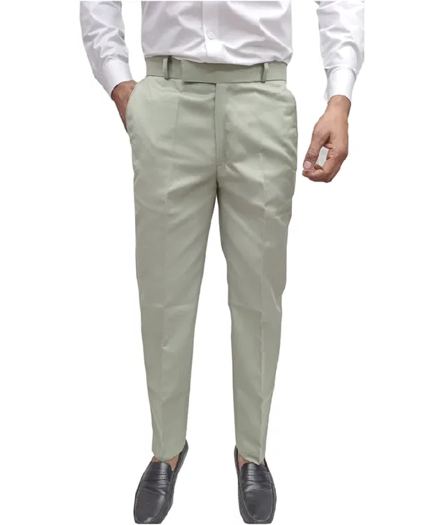 Slim Fit Solid Formal Trouser for Men (Mint Green, 30)