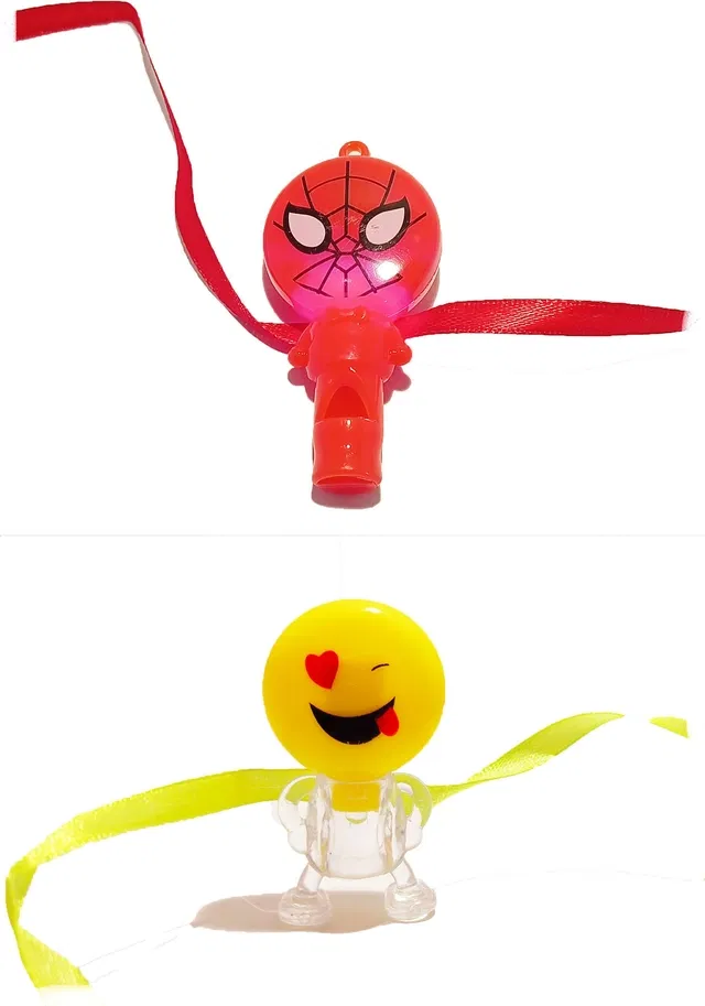 Kids Spider::Smiley Two Light::Whistle Kid's Rakhi, Pack of 2 (Multicolor, Free)