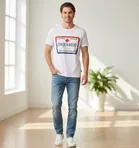 Cotton Lycra Printed T-Shirt for Men, White 