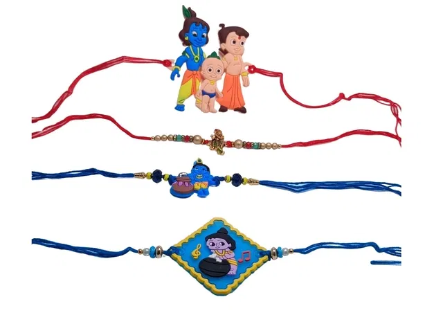 Metal Rakhi for Raksha Bandhan (Multicolor, Pack of 4)