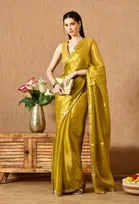 Organza Embellished Saree for Women, Gold (6.3 m)