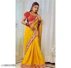 Jimmy Choo Solid Saree for Women, Yellow 