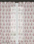 Sheer Floral Branches Printed Red Door Curtain 7ft Combo 