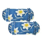 Polycotton Printed Bolster Cover (Blue, Pack of 2)
