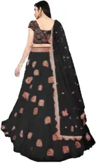 Net Embroidered Semi Stitched Lehenga for Girls 