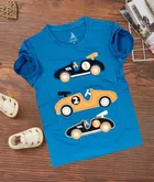 Cotton Printed Round Neck T-Shirt for Kids (Blue, 3-4 Years)