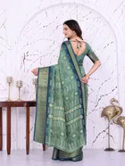 Dola Silk Printed Saree for Women, Teal 