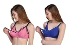 Cotton Blend Solid Non Padded Feeding Bras for Women 