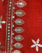 Silk Embroidered Blouse for Women, Red 